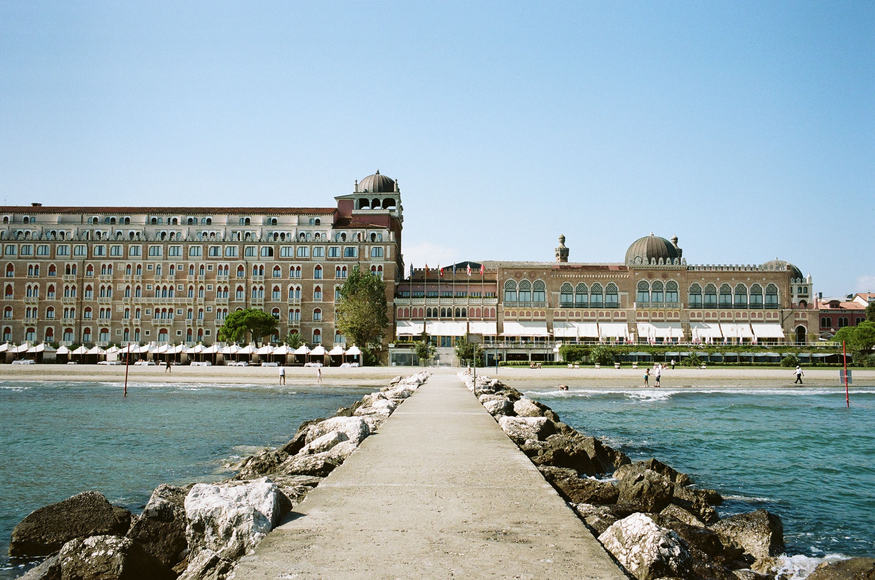 Hotel Excelsior on the Lido, photographed from the Adriatic side.