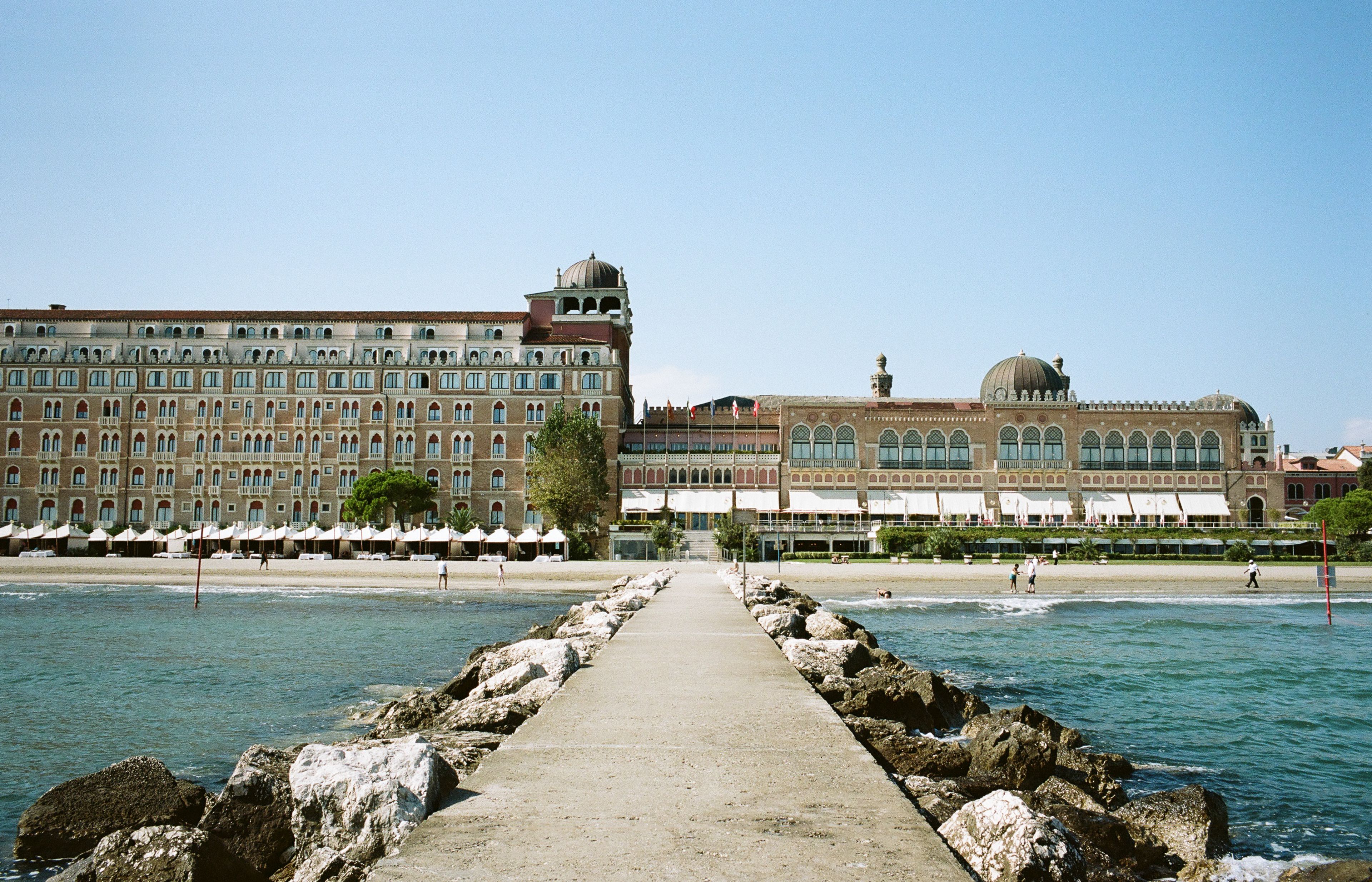 Hotel Excelsior on the Lido, photographed from the Adriatic side.
