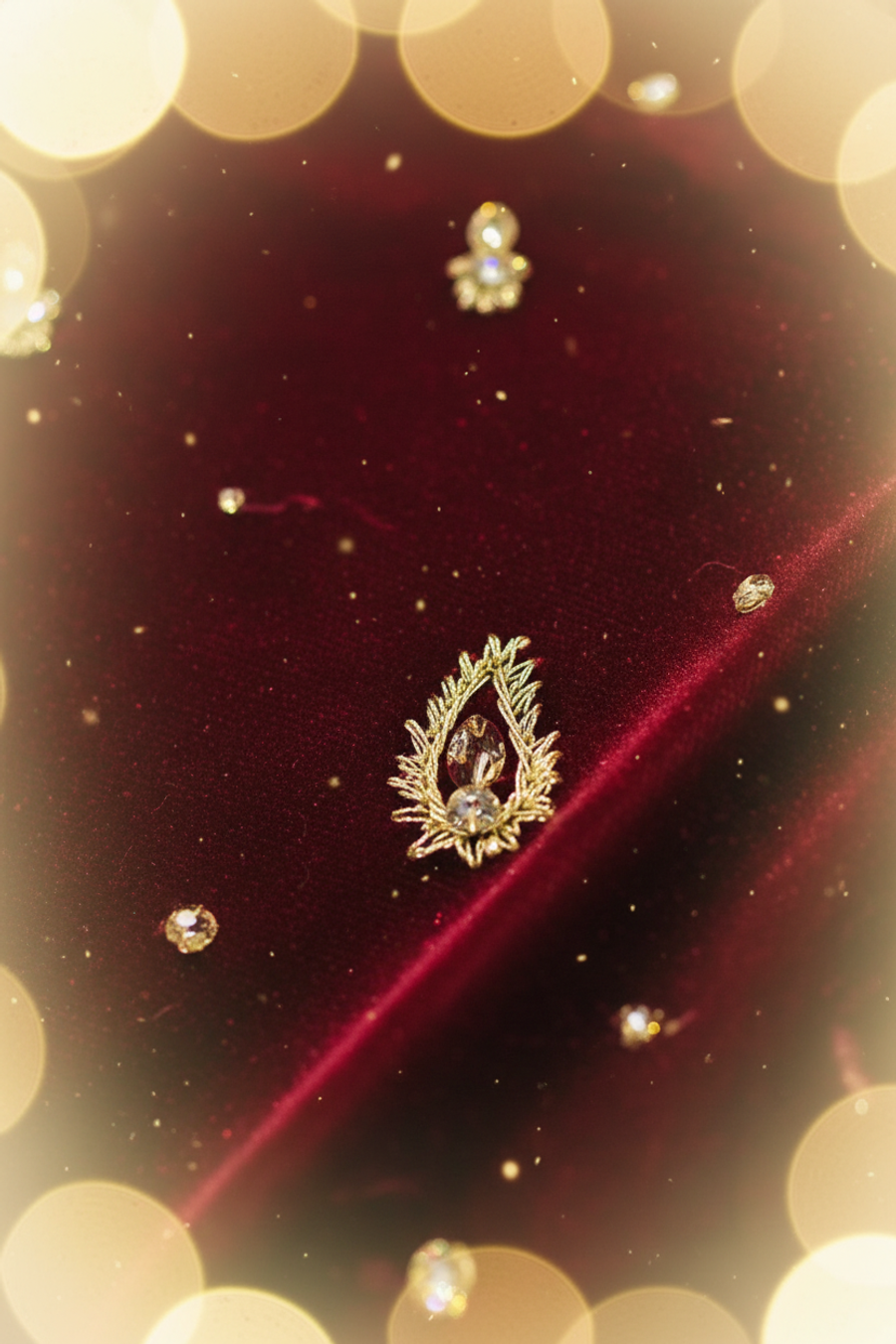 Deep Maroon Wine Velvet Gharara Set | Gold Booti Embroidery with Pink Dupatta — view 2 — Bridal by Bawany Threads & Style