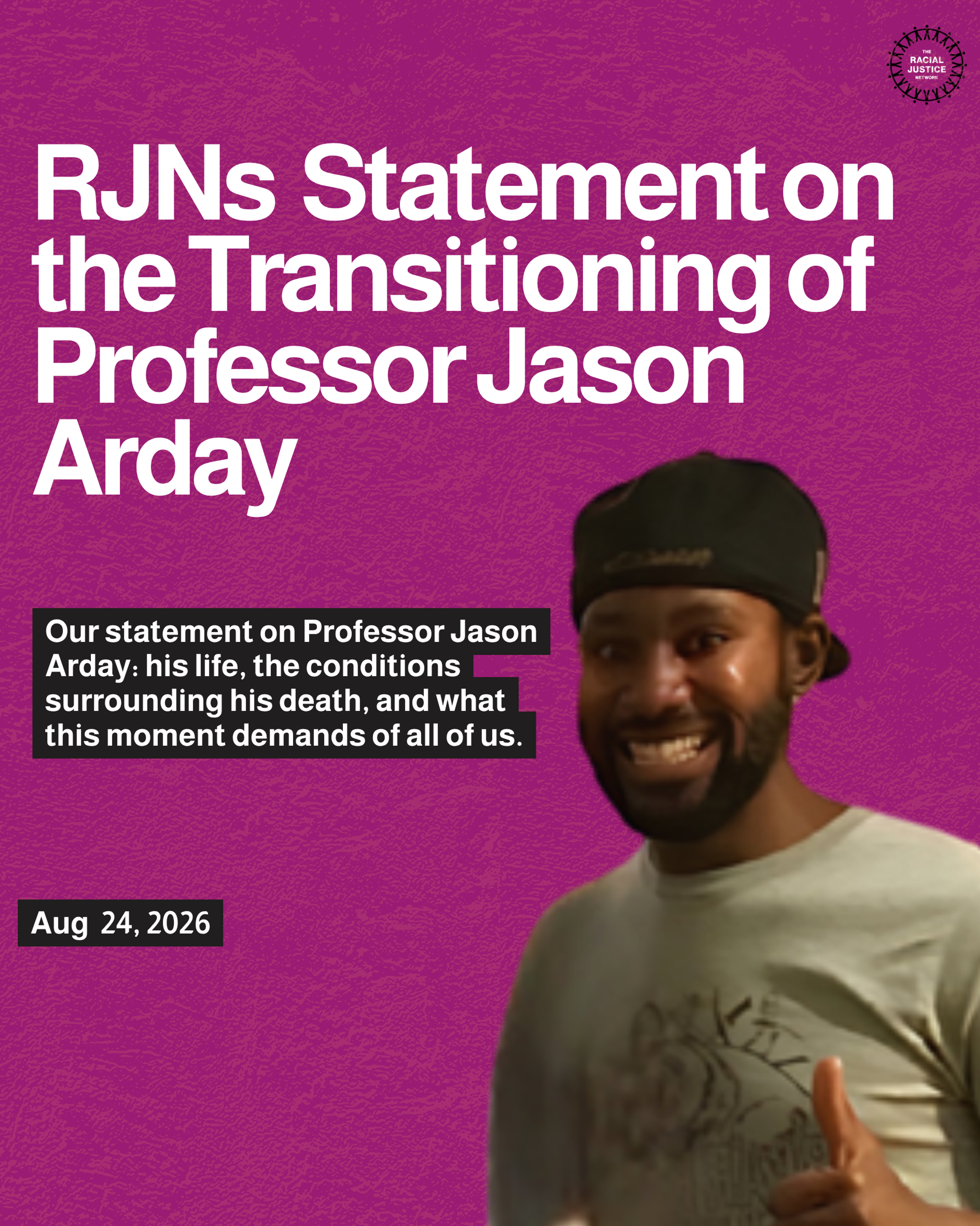 RJN Statement on the Transitioning of Professor Jason Arday