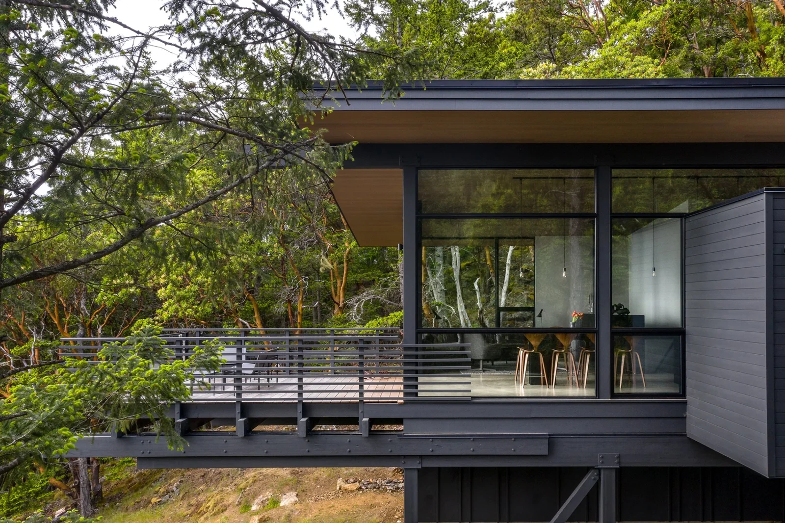 An exterior shot of a Modern Home in Orcas Island