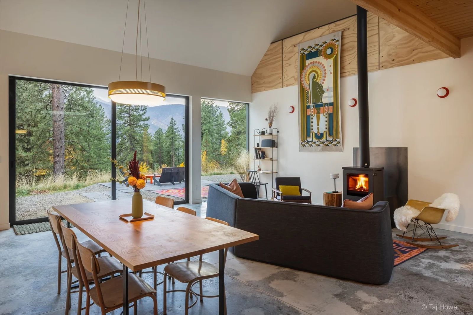 An interior shot of Newfitch Cabin in Mazama, WA