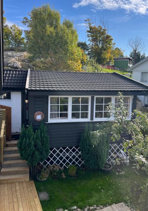 Annekset med stue, badstue, skifterom og platting