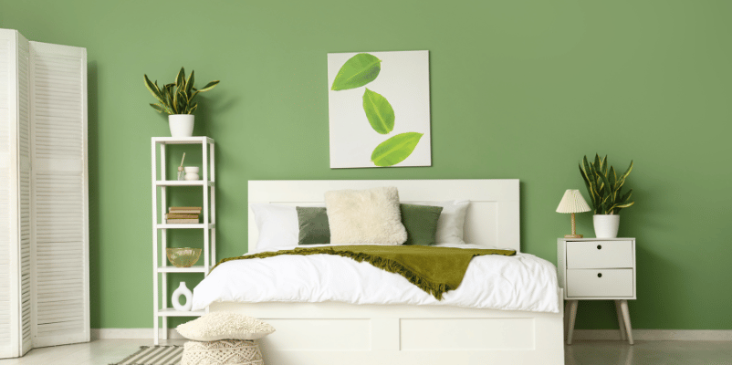Calming Green Bedroom Design