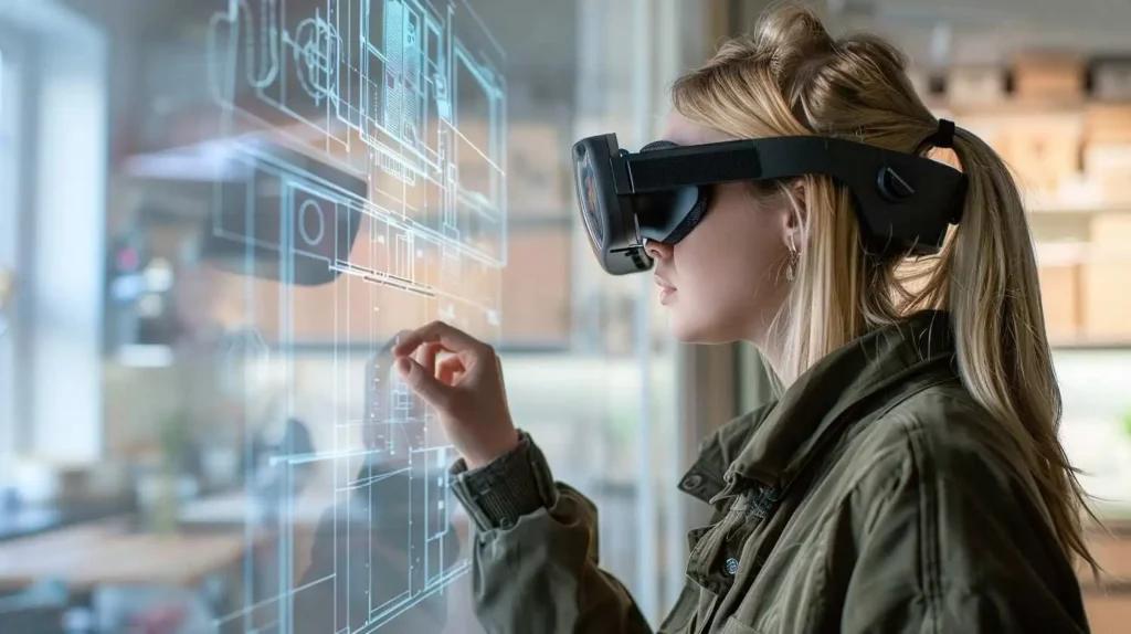 Interior designer using AI tools for space planning and design recommendations