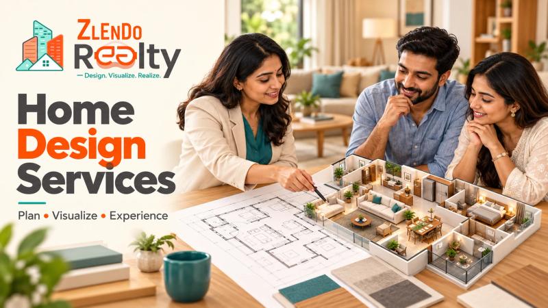 Zlendo Realty home design services consultation with homeowners, a floor plan and a 3D home concept