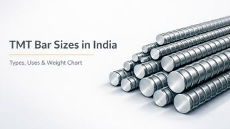 TMT bar sizes in India – different diameter steel reinforcement bars used in construction, showing types, uses, and weight chart