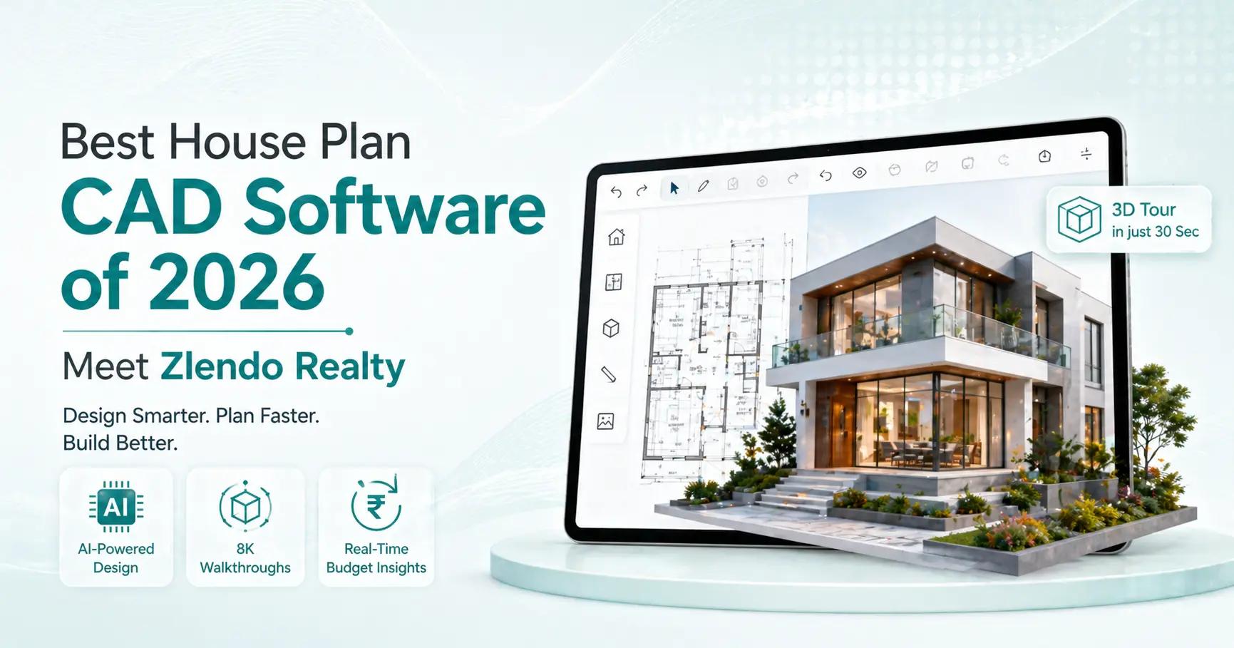 Zlendo Realty – best CAD software for house plans 2026 with AI-powered design, 8K walkthroughs, and real-time budget insights