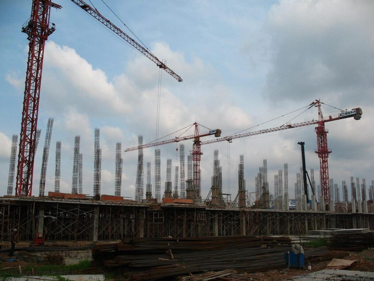 TMT Steel Bars Used in Roofing and Pillar Construction Site India