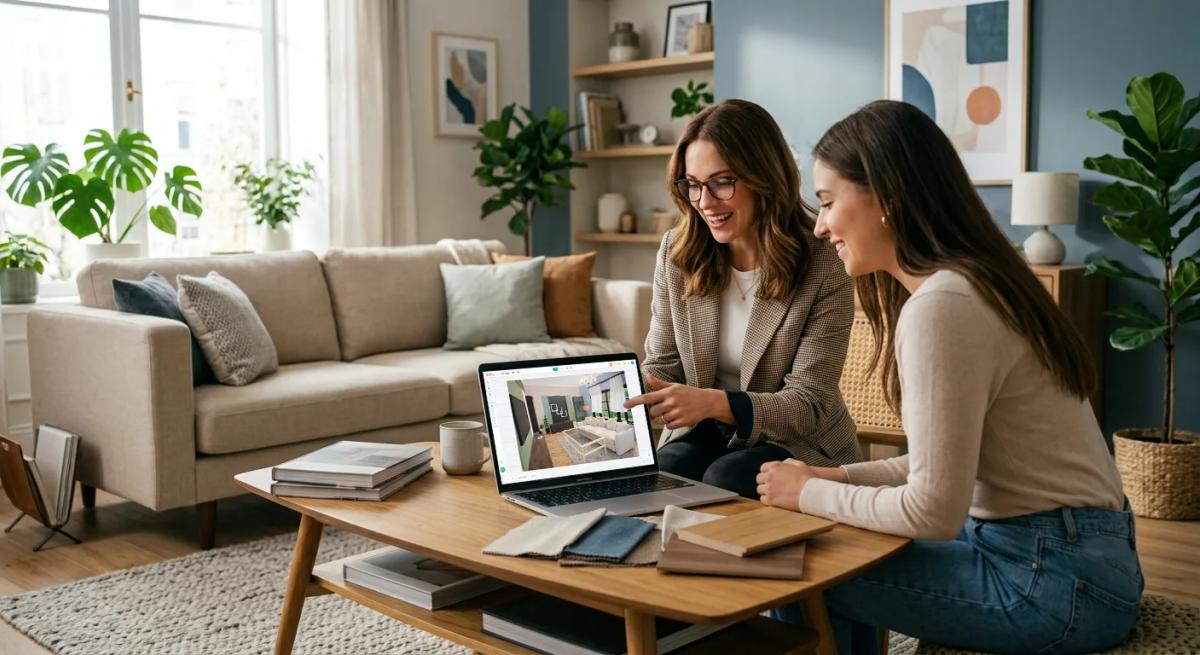 Homeowners reviewing a property/design concept