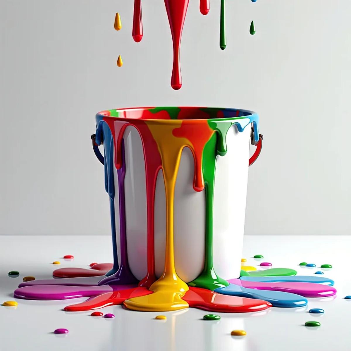 Vibrant splash of multiple paint colors representing creative interior and exterior paint choices