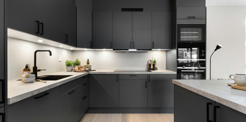 black and white kitchen cabinet