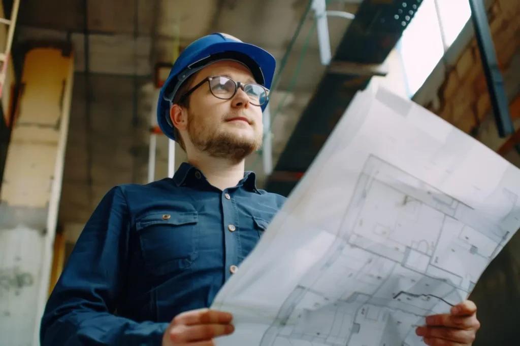 Architect reviewing hand-drawn floor plan sketches for AI-powered home design