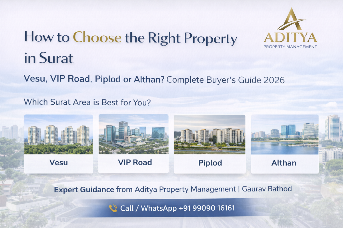 How to Choose the Right Property in Surat — Vesu, VIP Road, Piplod or Althan? Complete Buyer’s Guide 2026