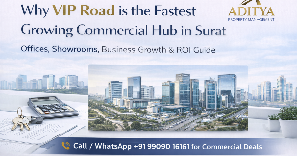 Why VIP Road is the Fastest Growing Commercial Hub in Surat — Offices, Showrooms, Investment & Rental Income Guide (2026)