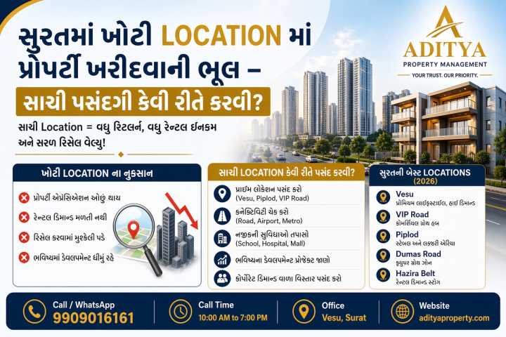 સુરતમાં ખોટી Location માં પ્રોપર્ટી ખરીદવાની ભૂલ – સાચી પસંદગી કેવી રીતે કરવી?