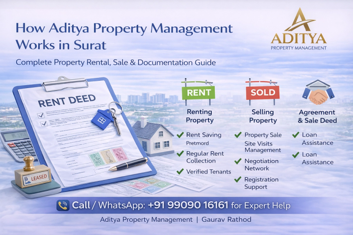Property Management Services in Surat – Rent, Sale, Agreement, Sale Deed & Complete Real Estate Solutions by Aditya Property Management