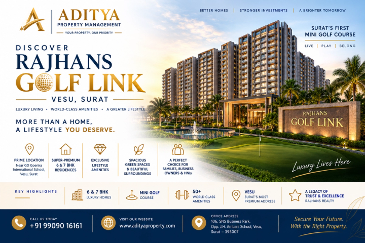 Rajhans Golf Link Vesu, Surat – What Makes This 6 & 7 BHK Project Stand Out on the GD Goenka Road Belt?