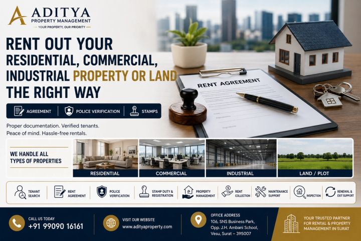How to Rent Out Your Residential, Commercial, Industrial Property or Land in Surat – Complete Guide to Rent Agreement, Police Verification & Property Management