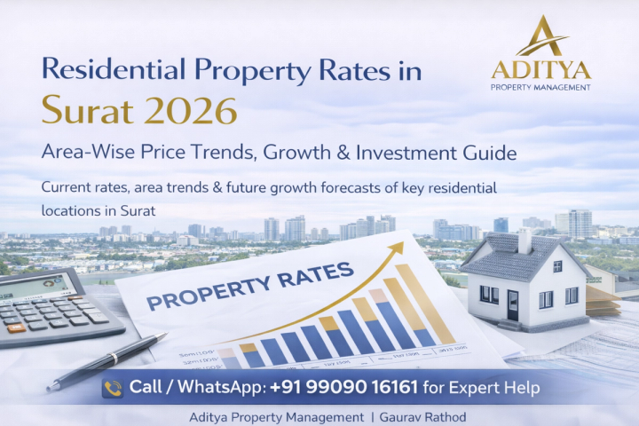 Residential Property Rates in Surat 2026 — Area-Wise Price Trends, Growth & Investment Guide