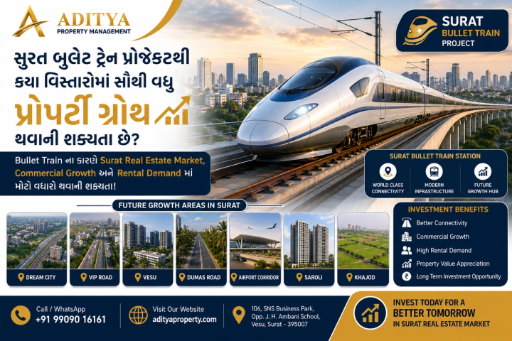 સુરત બુલેટ ટ્રેન પ્રોજેક્ટથી કયા વિસ્તારોમાં સૌથી વધુ પ્રોપર્ટી ગ્રોથ થવાની શક્યતા છે?