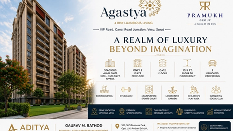 Agastya by Pramukh Group – Premium 4 BHK Apartments on VIP Road, Vesu, Surat