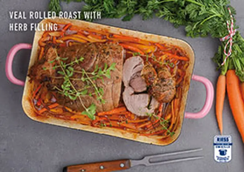 Veal rolled roast with herb filling