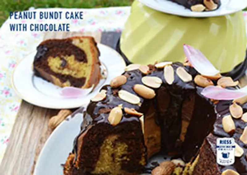 Peanut bundt cake with chocolate