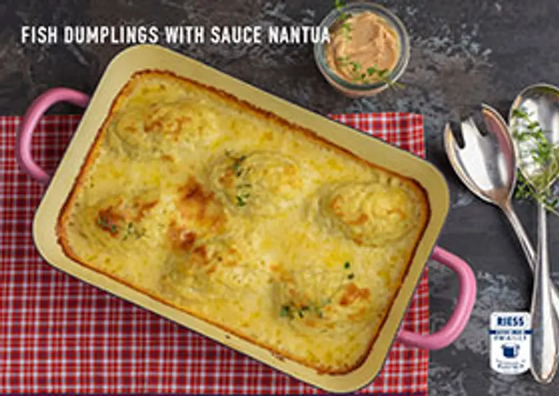 Fish dumplings with Sauce Nantua