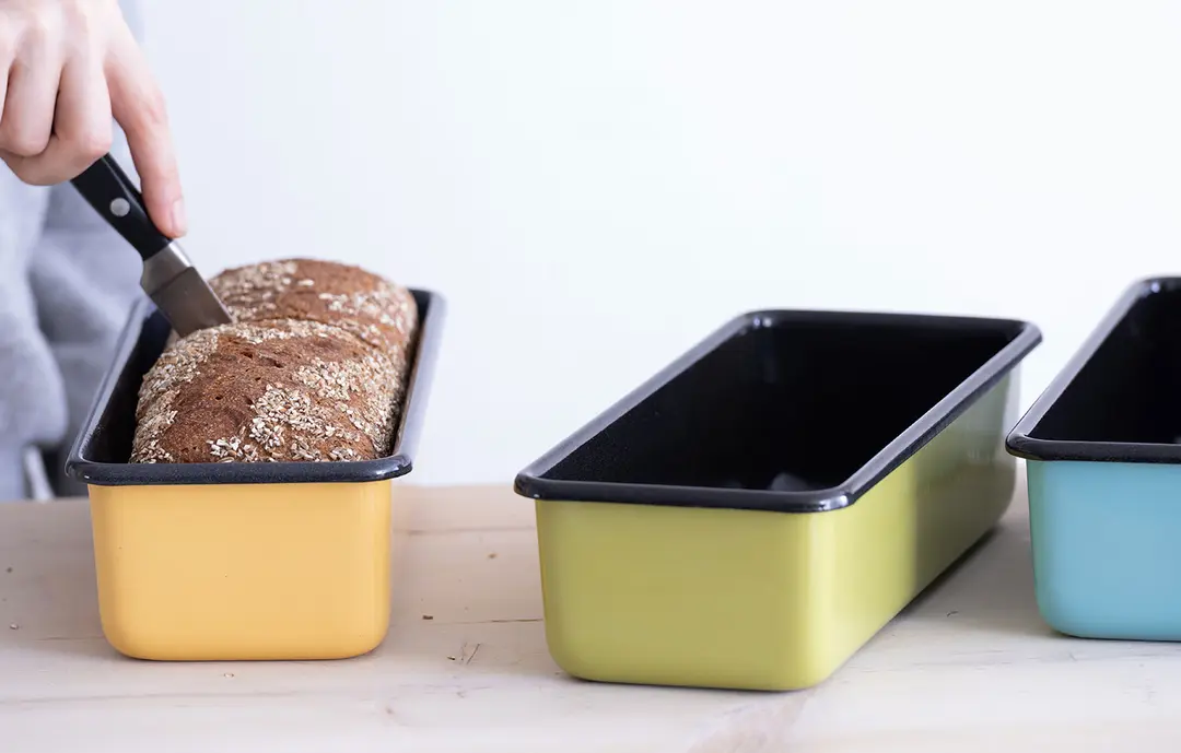Homemade Loaves in Colourful Enamel Loaf pans