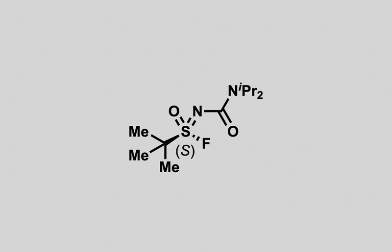 Structure of (S)-N-(diisopropylcarbamoyl)-2-methylpropane-2-sulfonimidoyl fluoride