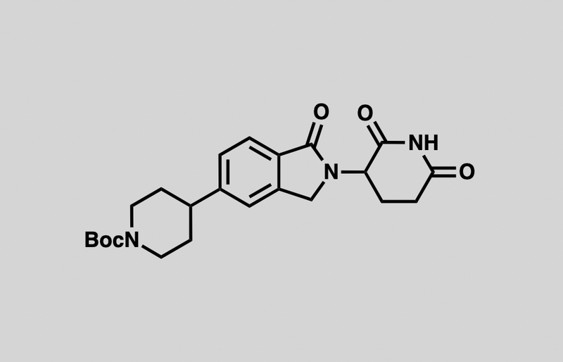 Structure of tert-butyl 4-(2-(2,6-dioxopiperidin-3-yl)-1-oxoisoindolin-5-yl)piperidine-1-carboxylate