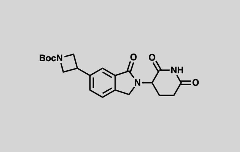 Structure of tert-butyl 3-(2-(2,6-dioxopiperidin-3-yl)-3-oxoisoindolin-5-yl)azetidine-1-carboxylate
