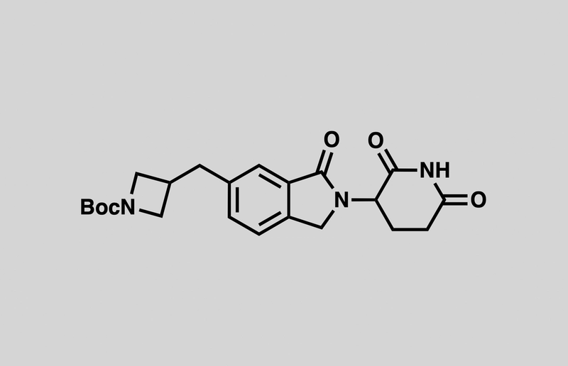 Structure of tert-butyl 3-((2-(2,6-dioxopiperidin-3-yl)-3-oxoisoindolin-5-yl)methyl)azetidine-1-carboxylate