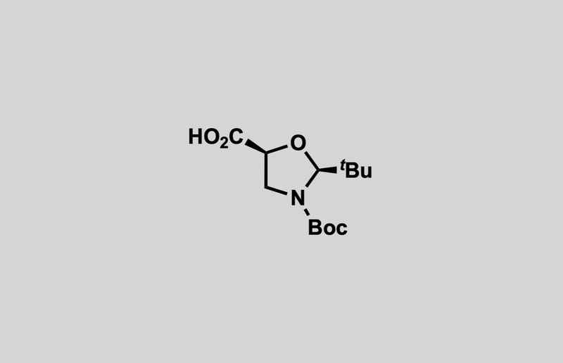 Structure of (2S,5S)-3-(tert-butoxycarbonyl)-2-(tert-butyl)oxazolidine-5-carboxylic acid