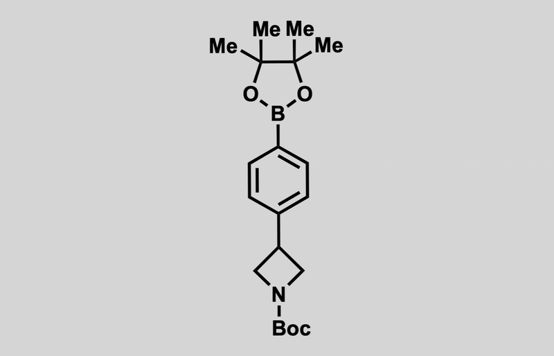 Structure of tert-butyl 3-(4-(4,4,5,5-tetramethyl-1,3,2-dioxaborolan-2-yl)phenyl)azetidine-1-carboxylate