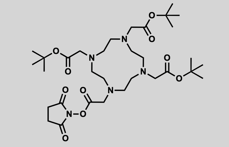 Structure of tri-tert-butyl 2,2',2''-(10-(2-((2,5-dioxopyrrolidin-1-yl)oxy)-2-oxoethyl)-1,4,7,10-tetraazacyclododecane-1,4,7-triyl)triacetate