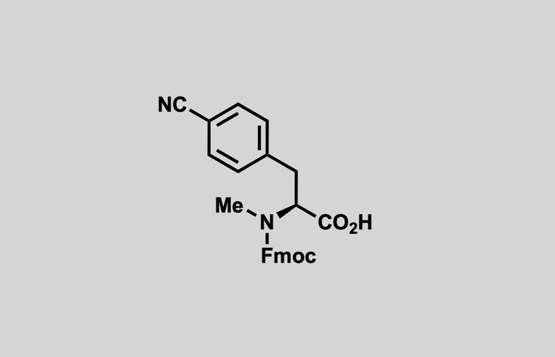 Structure of (S)-2-((((9H-fluoren-9-yl)methoxy)carbonyl)(methyl)amino)-3-(4-cyanophenyl)propanoic acid