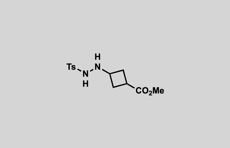 Structure of methyl 3-(2-tosylhydrazineyl)cyclobutane-1-carboxylate