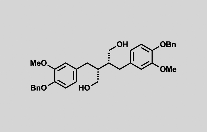 Structure of (2R,3R)-2,3-bis(4-(benzyloxy)-3-methoxybenzyl)butane-1,4-diol