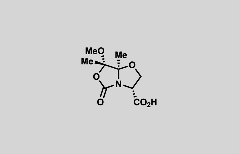 Structure of (3R,7S,7aR)-7-methoxy-7,7a-dimethyl-5-oxotetrahydro-5H-oxazolo[4,3-b]oxazole-3-carboxylic acid
