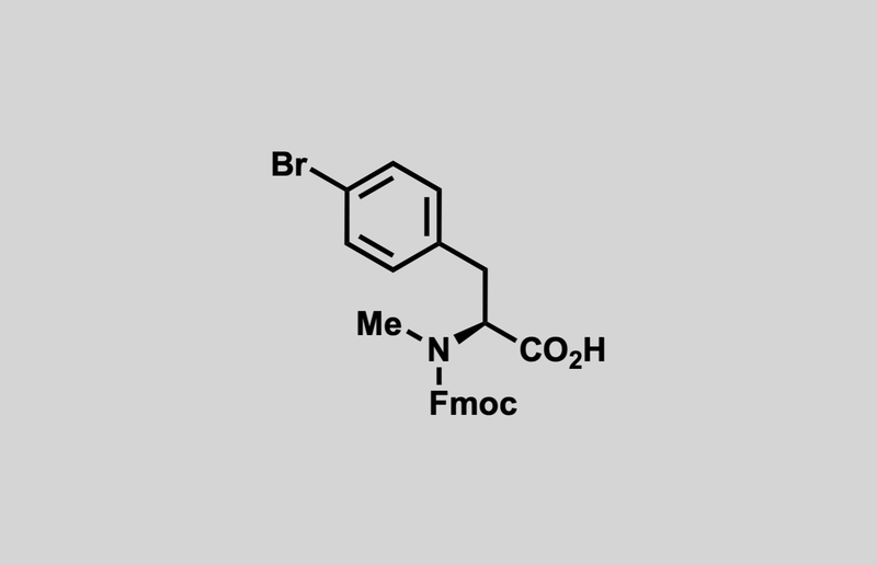 Structure of (S)-2-((((9H-fluoren-9-yl)methoxy)carbonyl)(methyl)amino)-3-(4-bromophenyl)propanoic acid