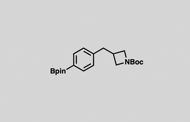 Structure of tert-butyl 3-(4-(4,4,5,5-tetramethyl-1,3,2-dioxaborolan-2-yl)benzyl)azetidine-1-carboxylate
