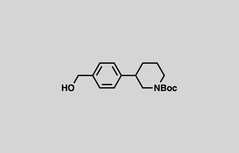 Structure of tert-butyl 3-(4-(hydroxymethyl)phenyl)piperidine-1-carboxylate