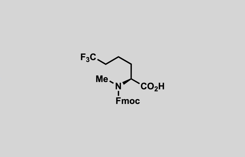 Structure of (S)-2-((((9H-fluoren-9-yl)methoxy)carbonyl)(methyl)amino)-6,6,6-trifluorohexanoic acid