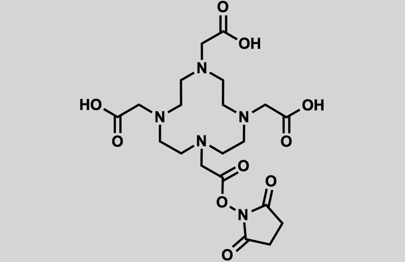 Structure of 2,2',2''-(10-(2-((2,5-dioxopyrrolidin-1-yl)oxy)-2-oxoethyl)-1,4,7,10-tetraazacyclododecane-1,4,7-triyl)triacetic acid