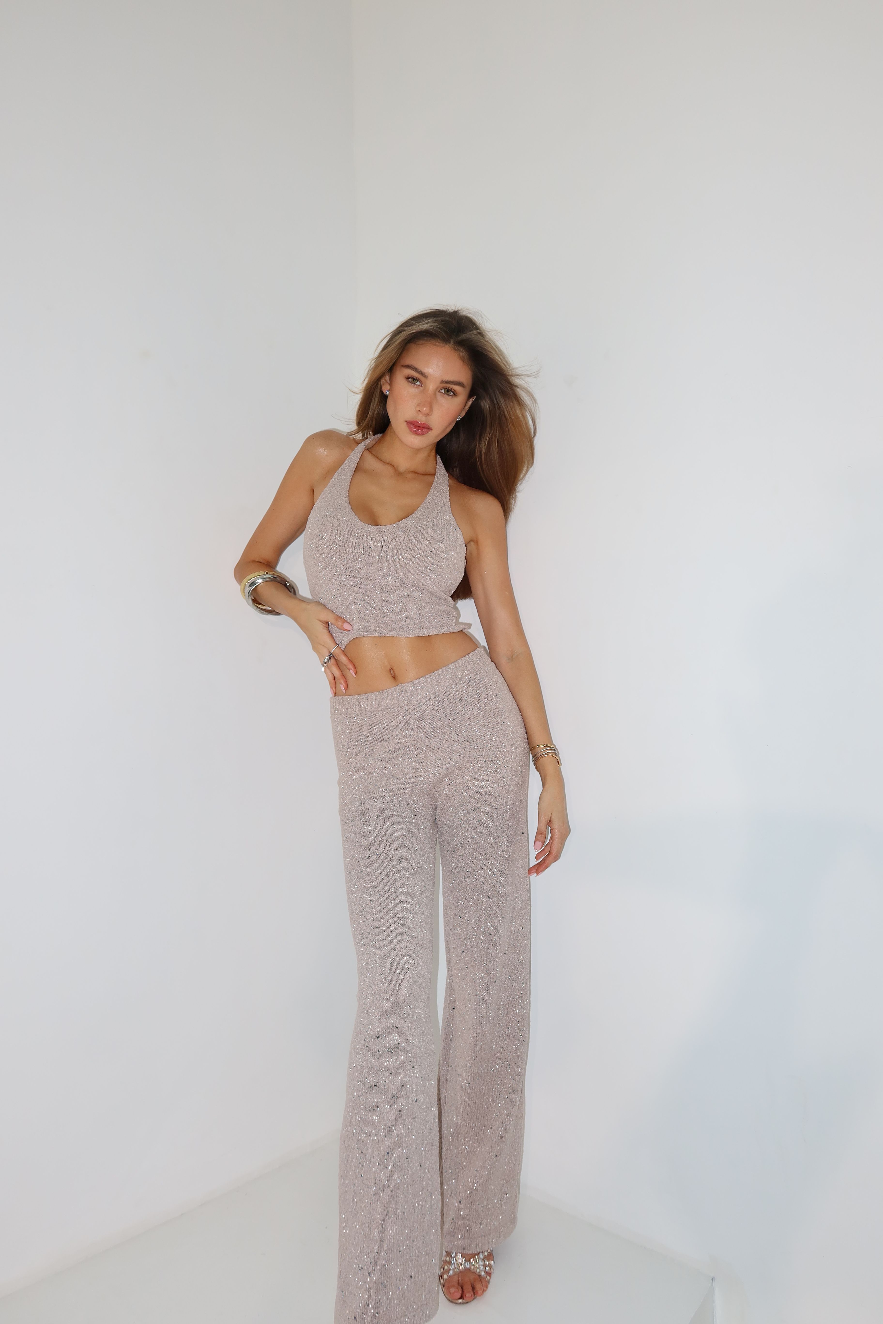 Silver knitted summer sets , el anhelo, beige, skin color, nude, shinny