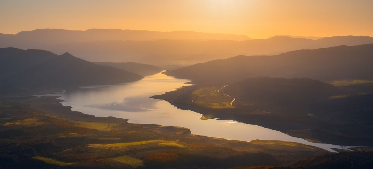 Sant Antoni Reservoir at sunset, Pobla de Segur, Catalonia