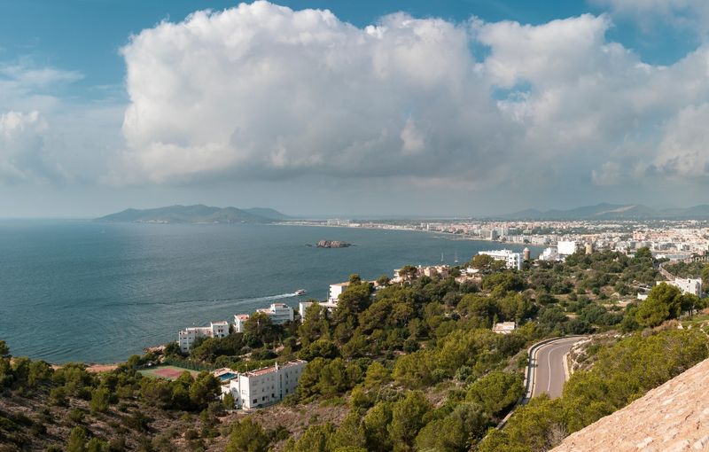 panoramic view from Ibiza Town over Platja d'en Bossa