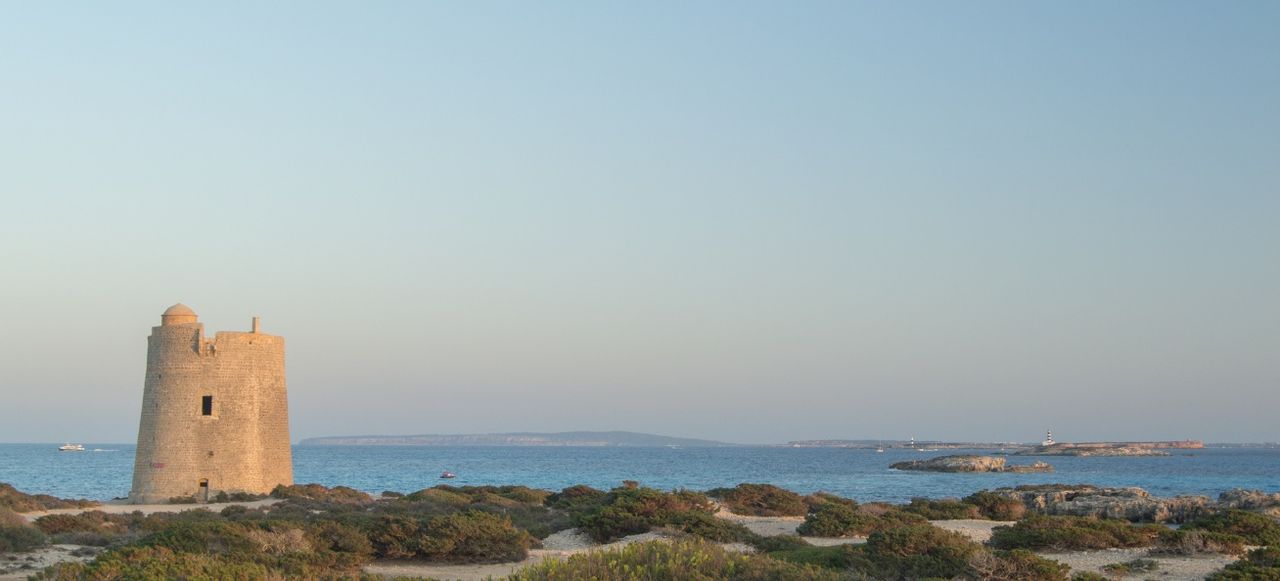 Turret in Ses Portes, Ses Salines, Ibiza, Balearic Islands, Spain
